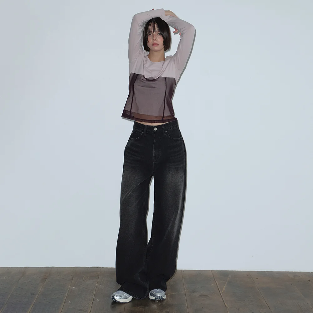 RIVET WIDE DENIM PANTS (BLACK)