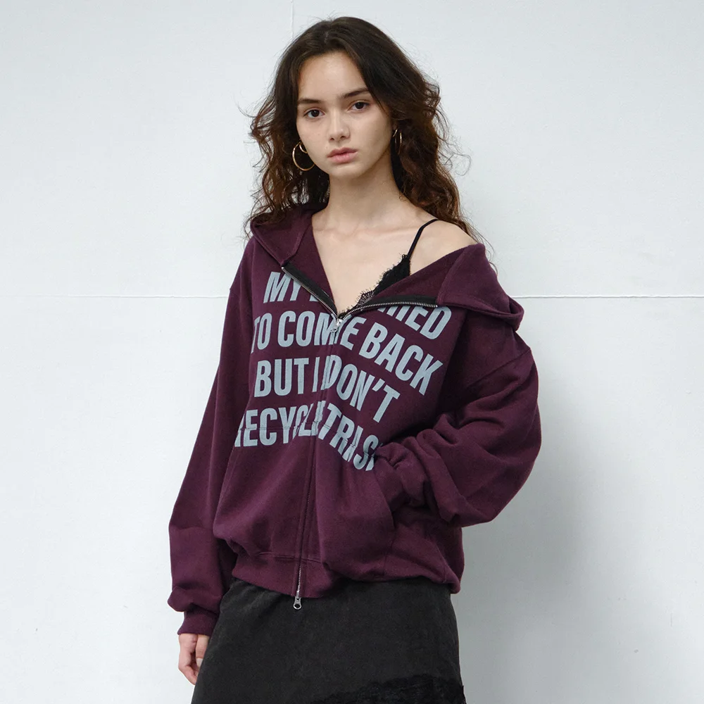 pt letter zip up (purple)