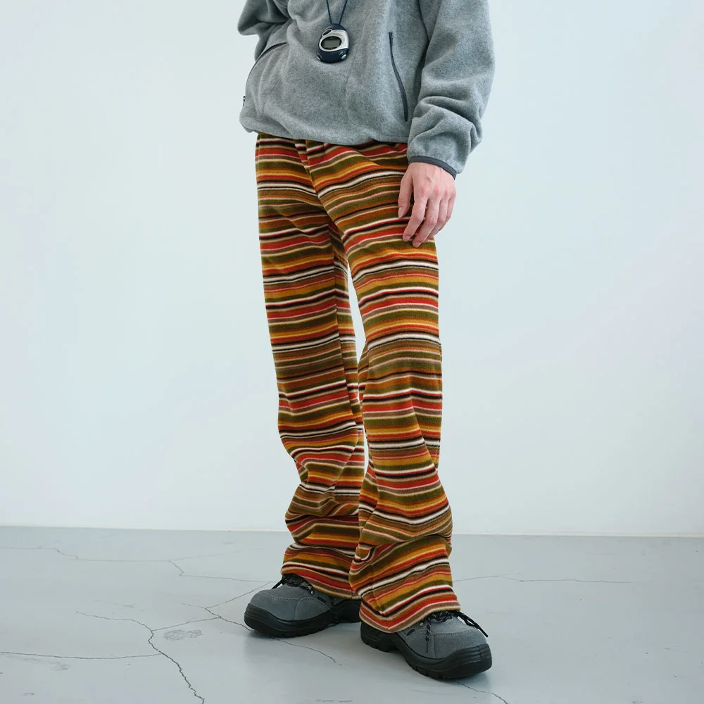 Noma 搖粒絨 鬆緊帶 靴型 褲子 (Camel Stripe)