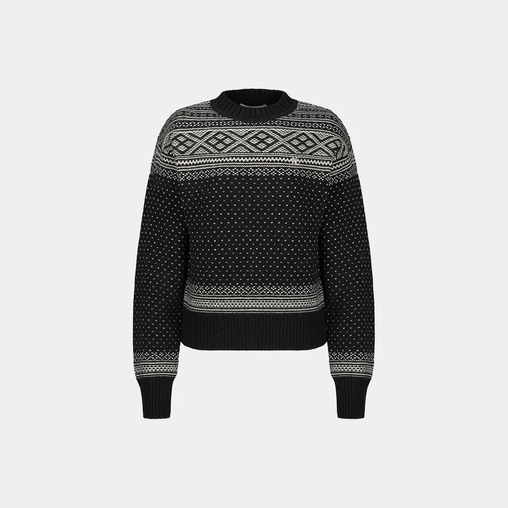 (W) NORDIC WOOL-BLEND SWEATER - BLACK