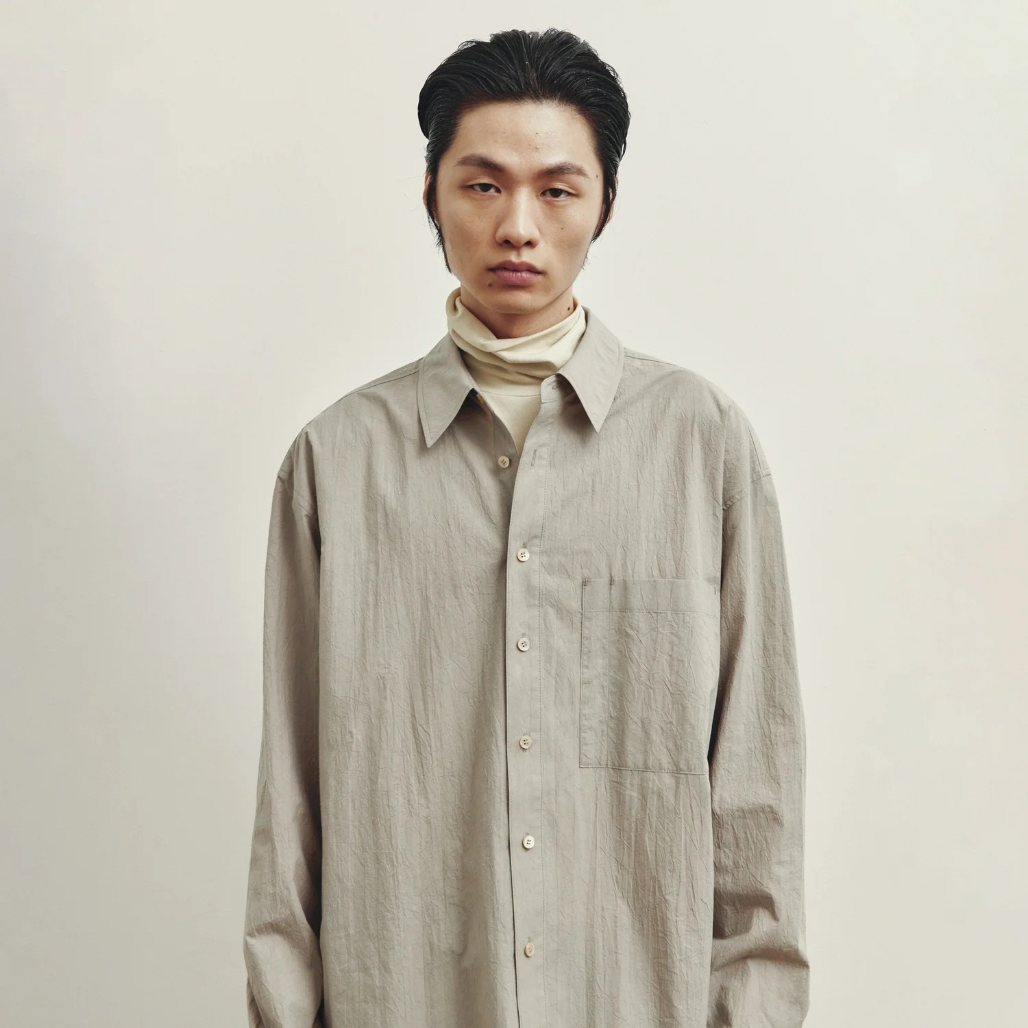 Creased Loosed Shirt - Beige