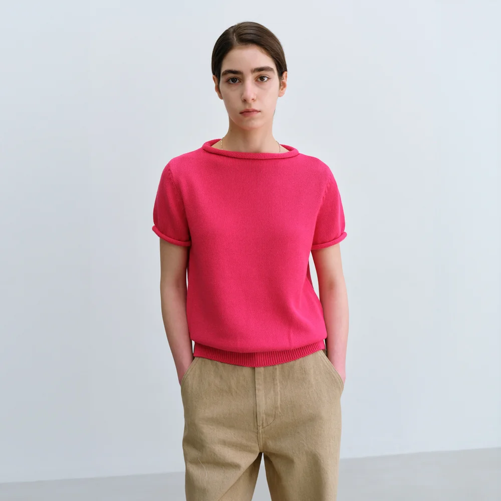 Cannoli Half Sleeve Knit in Magenta