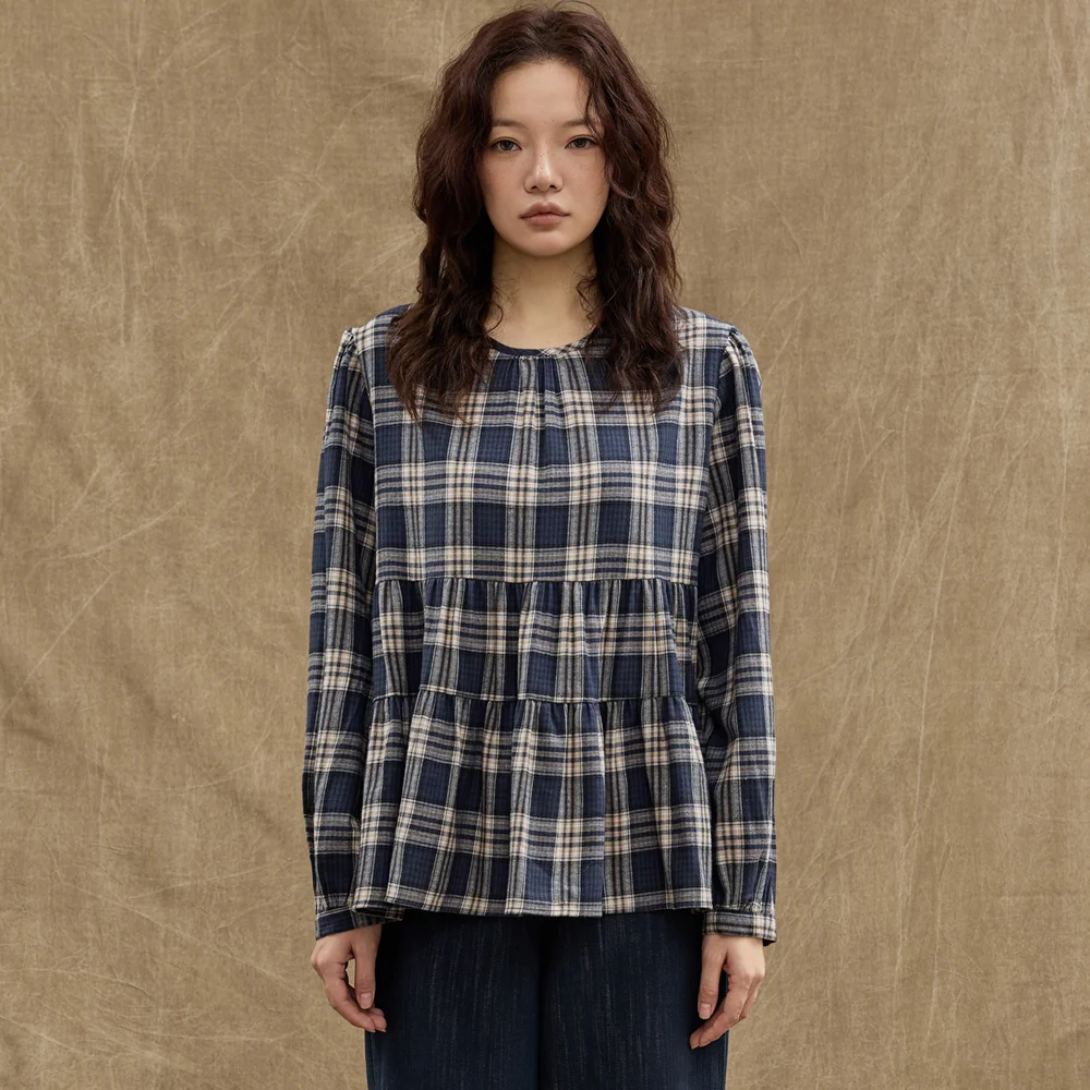 Check Ribbon Blouse