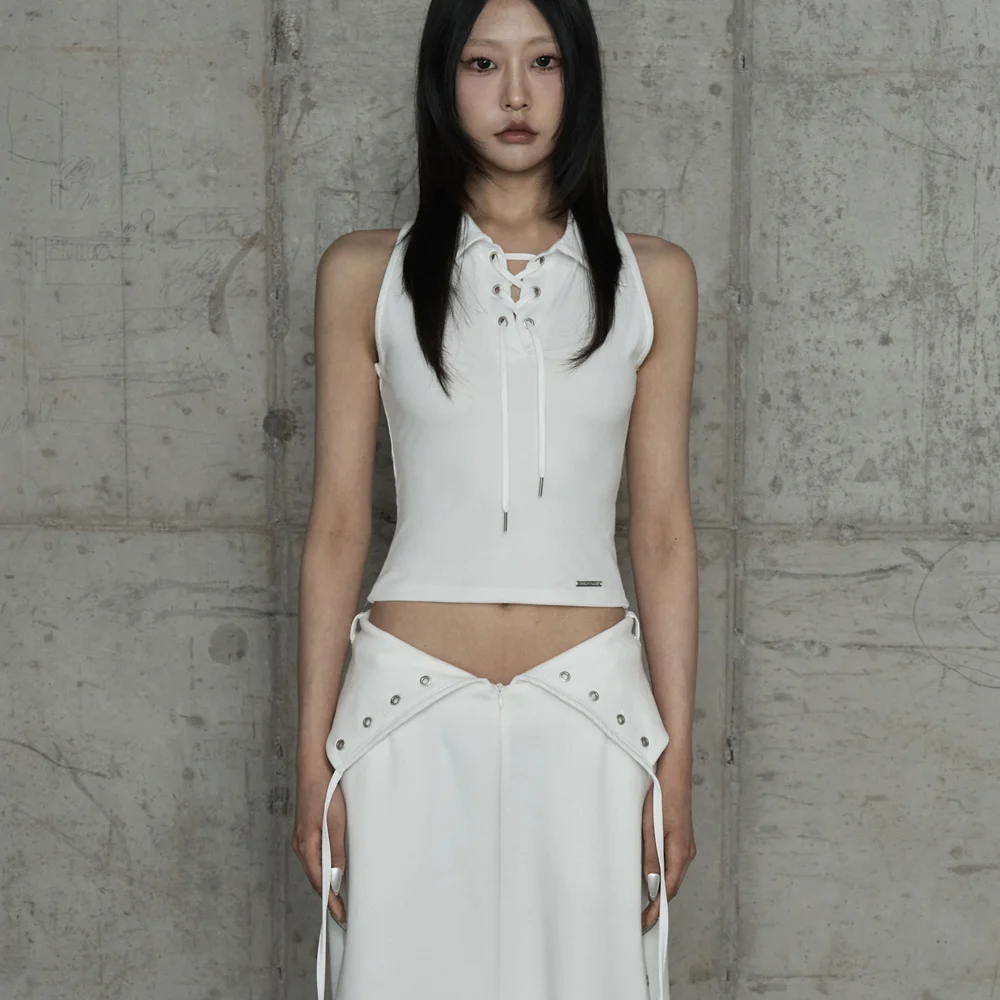 Halter Back Circle Corset Collar Sleeve (White)