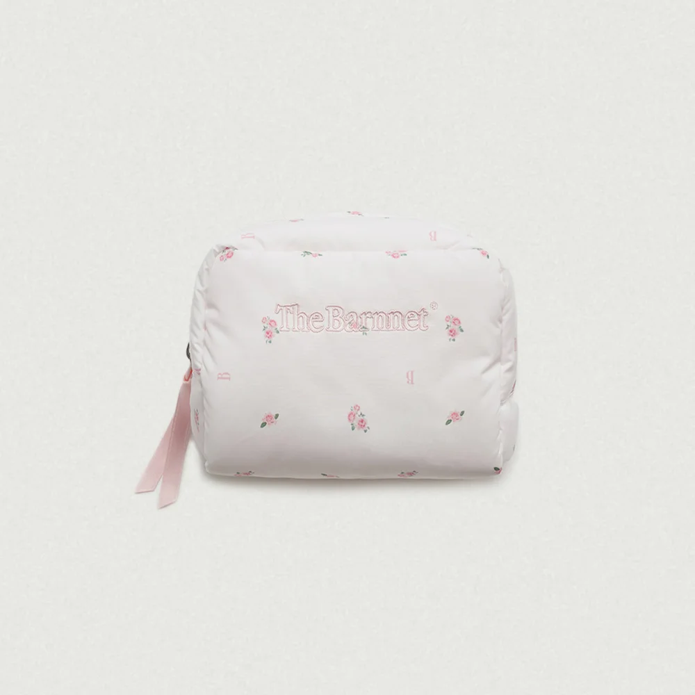 Rosie Flower Pom-Pom Pouch_White