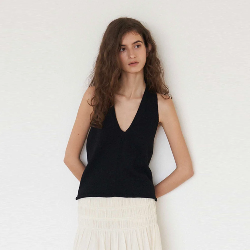 Twist Back Halter Knit(Black)