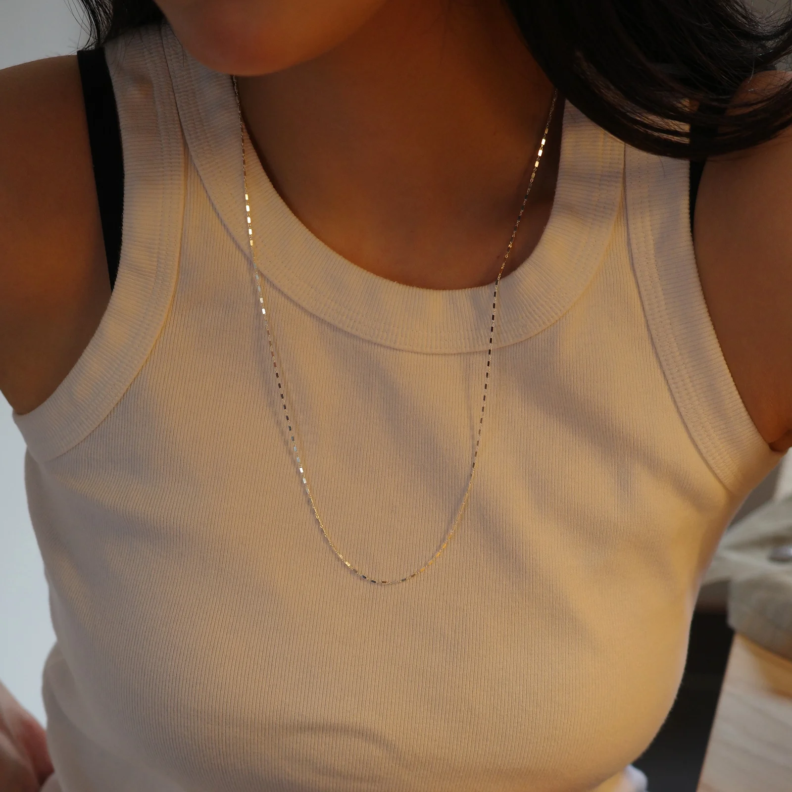 Slim Rectangle Chain Necklace
