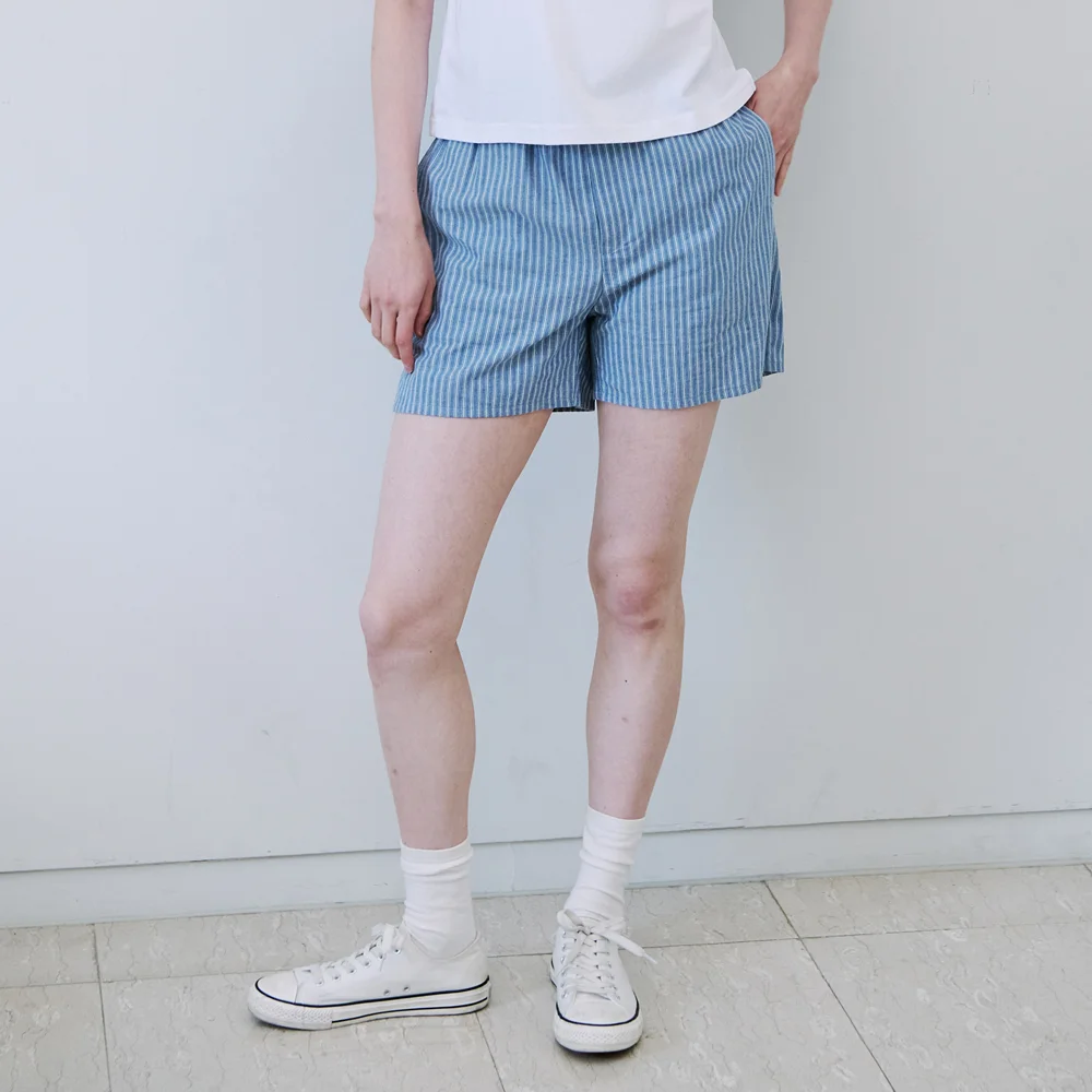 STRIPE BANDING PANTS_BLUE