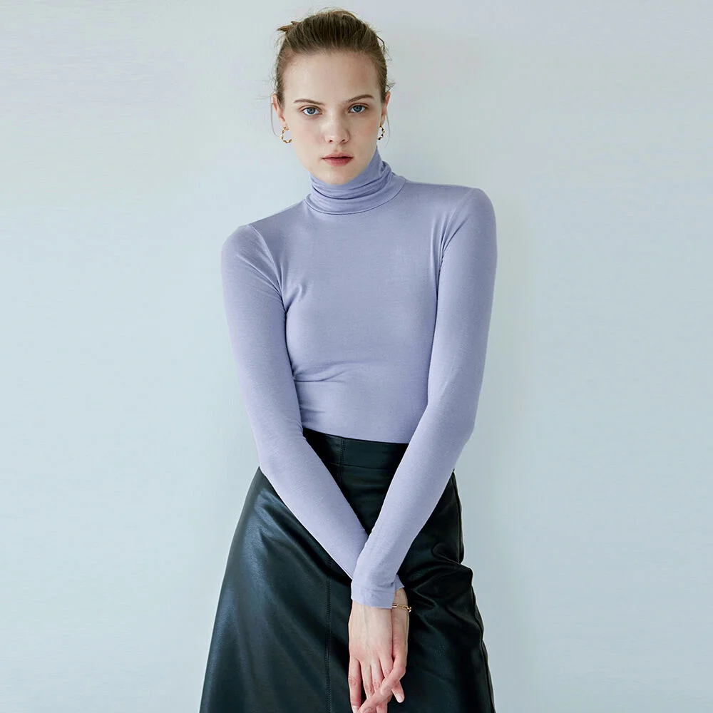 SLIM TURTLENECK TOP_LAVENDER BLUE