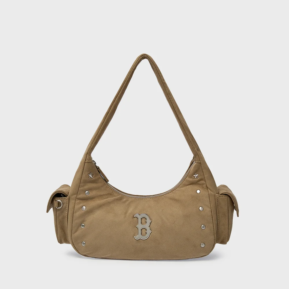 復古 街頭 鉚釘 Hobo Bag BOS (Mg.Beige)