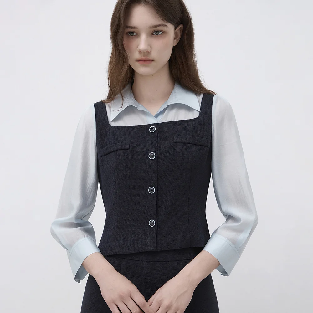 it MICHA 馬甲 層次 襯衫 雪紡衫 ITQ4YBL660 (NAVY)