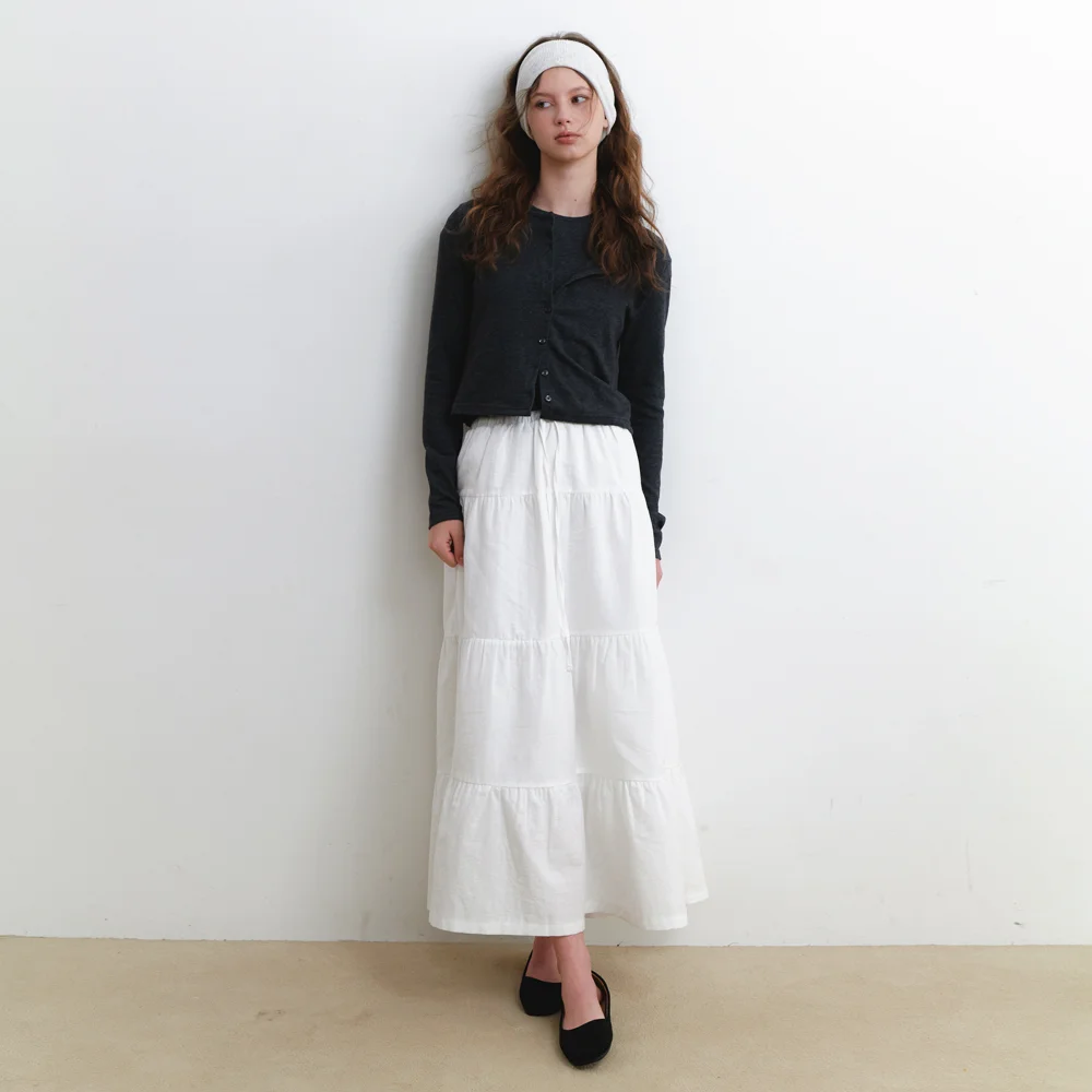 long cancan skirt - white