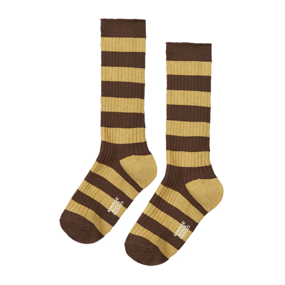 METAL STRIPE SOCKS_brown stripe