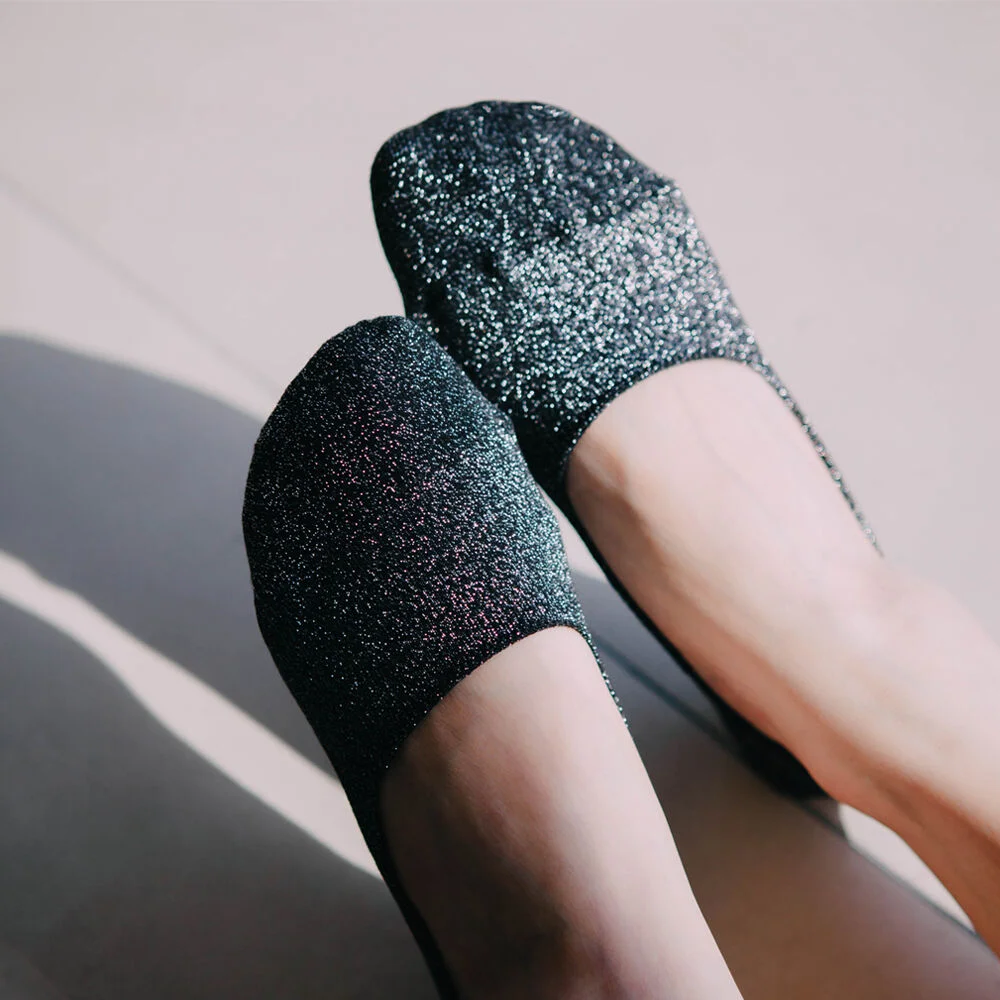 珍珠 閃亮 高級 金屬絲 閃粉 船型襪 襪 Fake Socks_多汁