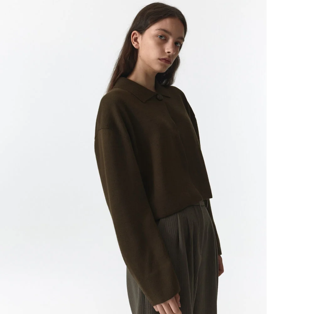 WOOL CROPPED KNIT CARDIGAN WOMEN JA