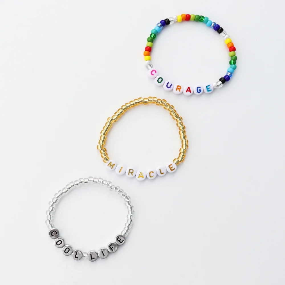 Cool summer my initial beads Bracelet 色 字母 串珠 鬆緊帶 手鏈