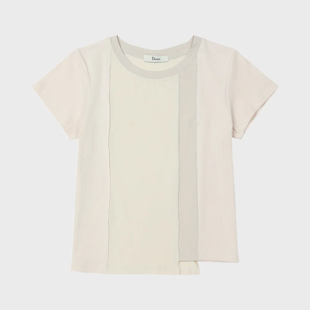 CONTRAST T-SHIRT IN BEIGE