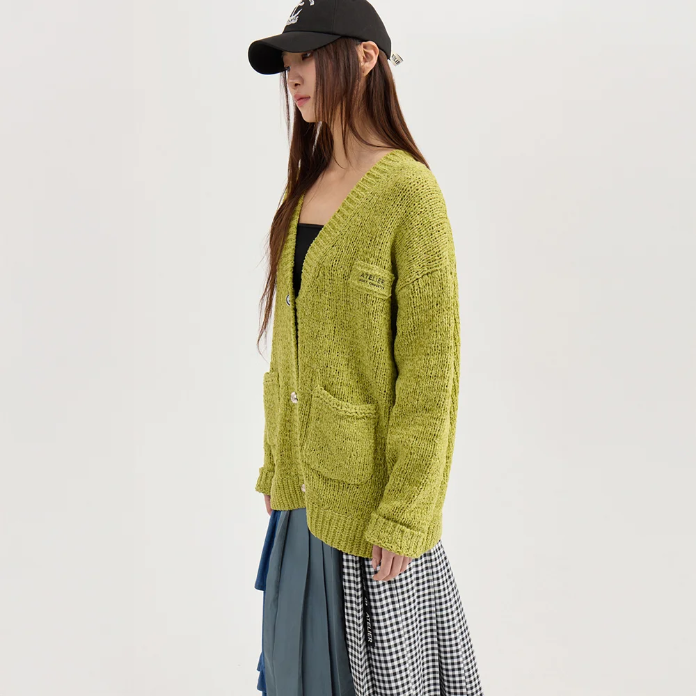 Velvet Tape Knit Cardigan (olive) LFWCM26800OLV