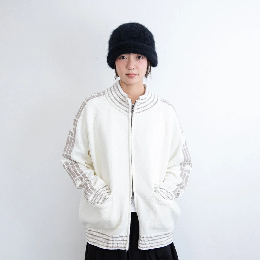 STAR TRACK KNIT ZIP UP_IVORY(IK2FFMK684A)