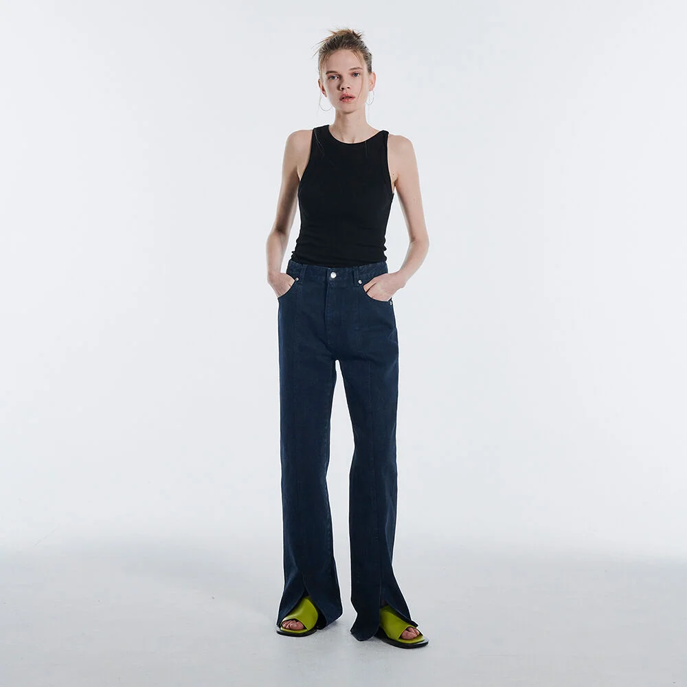 SLIT SLIM STRAIGHT JEANS KS