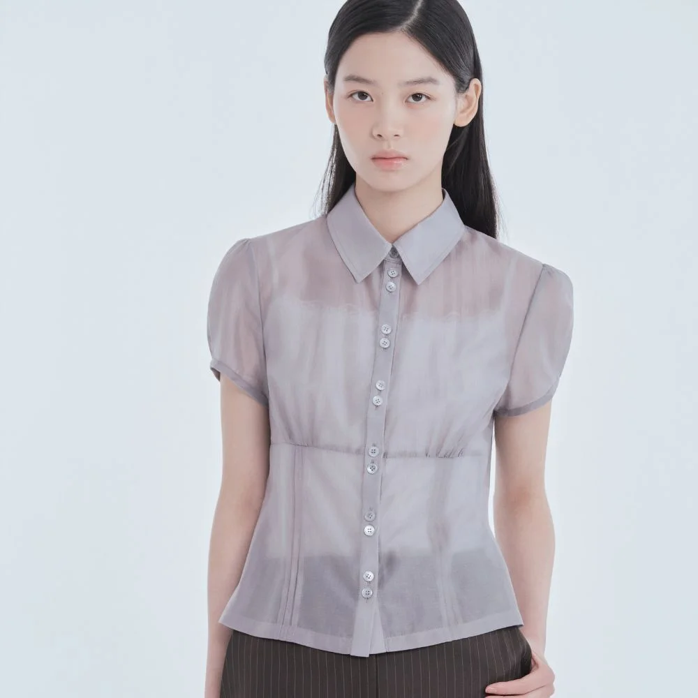 Sheer Classic Blouse - Grey