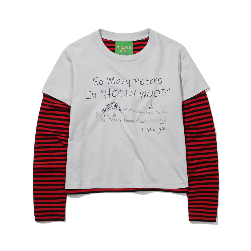 (W) HOLLYWOOD LAYERED LONG SLEEVE T-SHIRT - GRAY