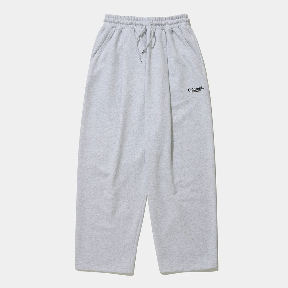 NYC EMB PINTUCK TERRY SWEATPANTS_LIGHT MELANGE GRAY