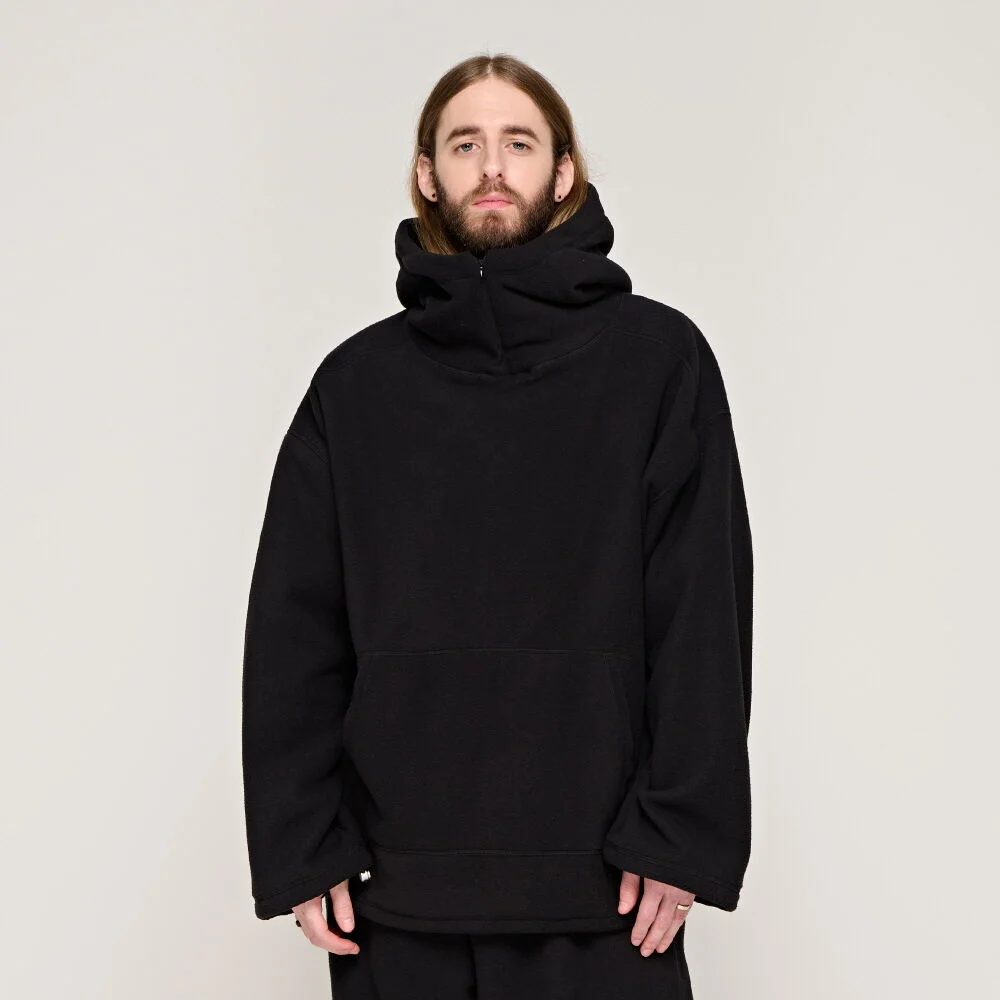 CB OVER FLEECE ZIPPER HOOD (BLACK)