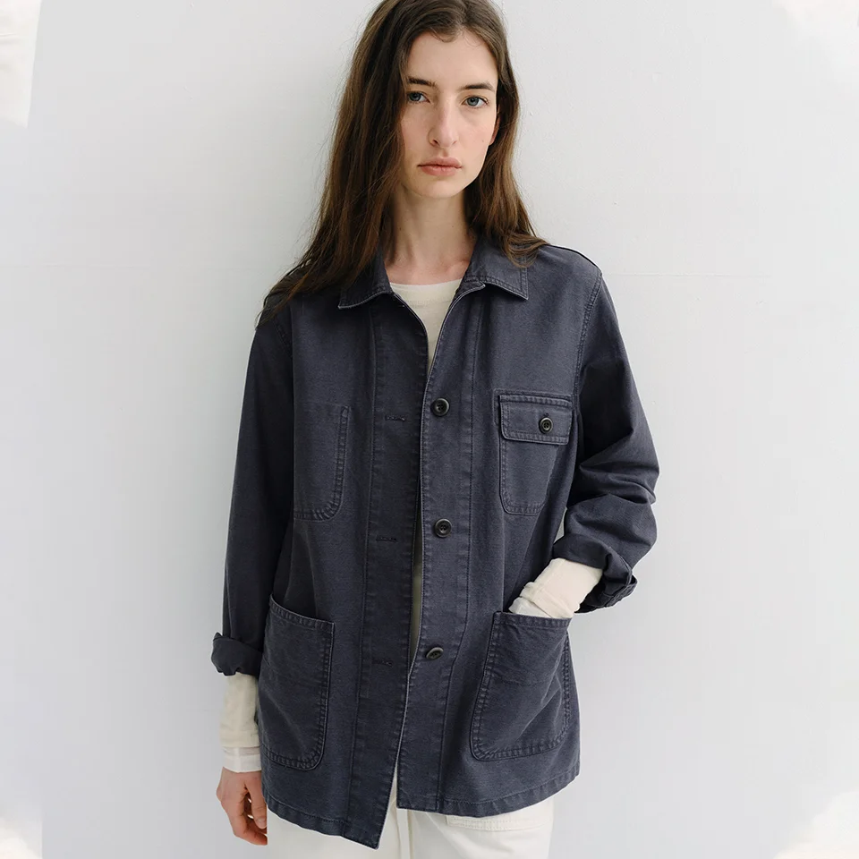 washed french work jacket (vintage blue)