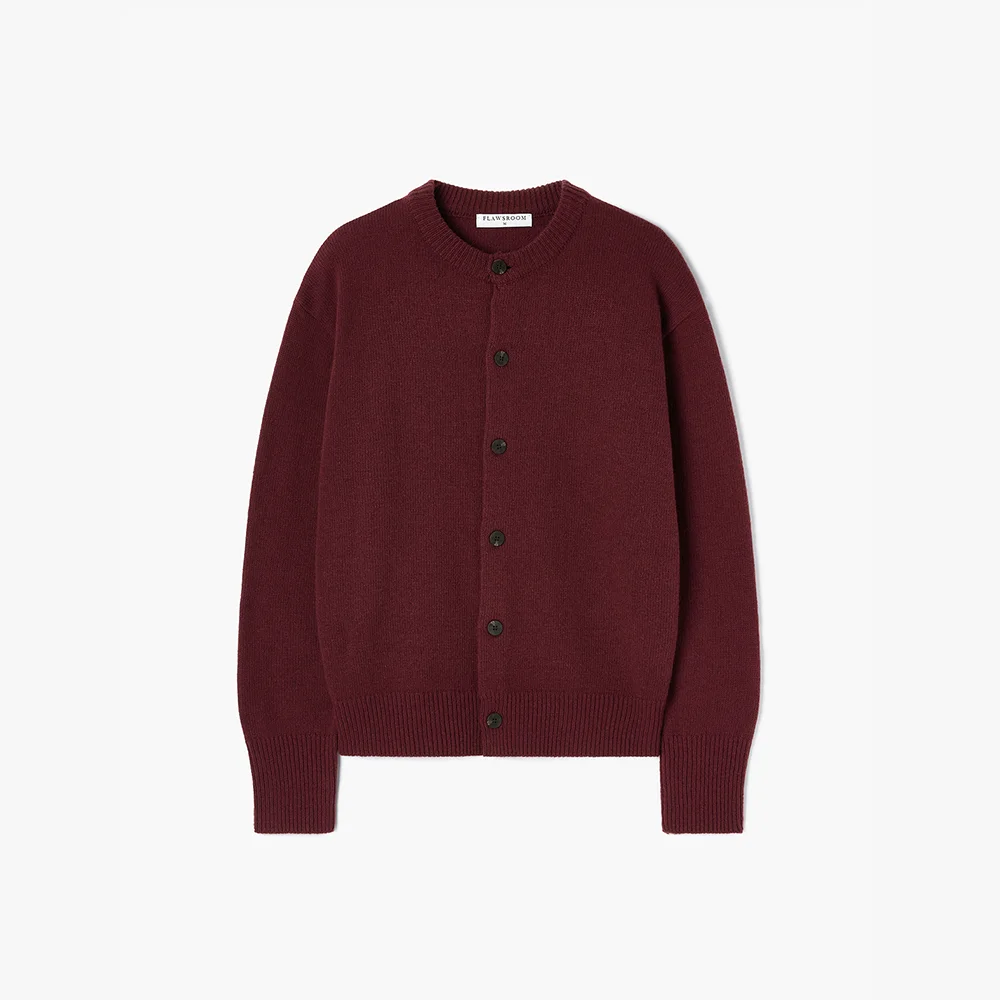 Nights Crop Knit Cardigan WINE