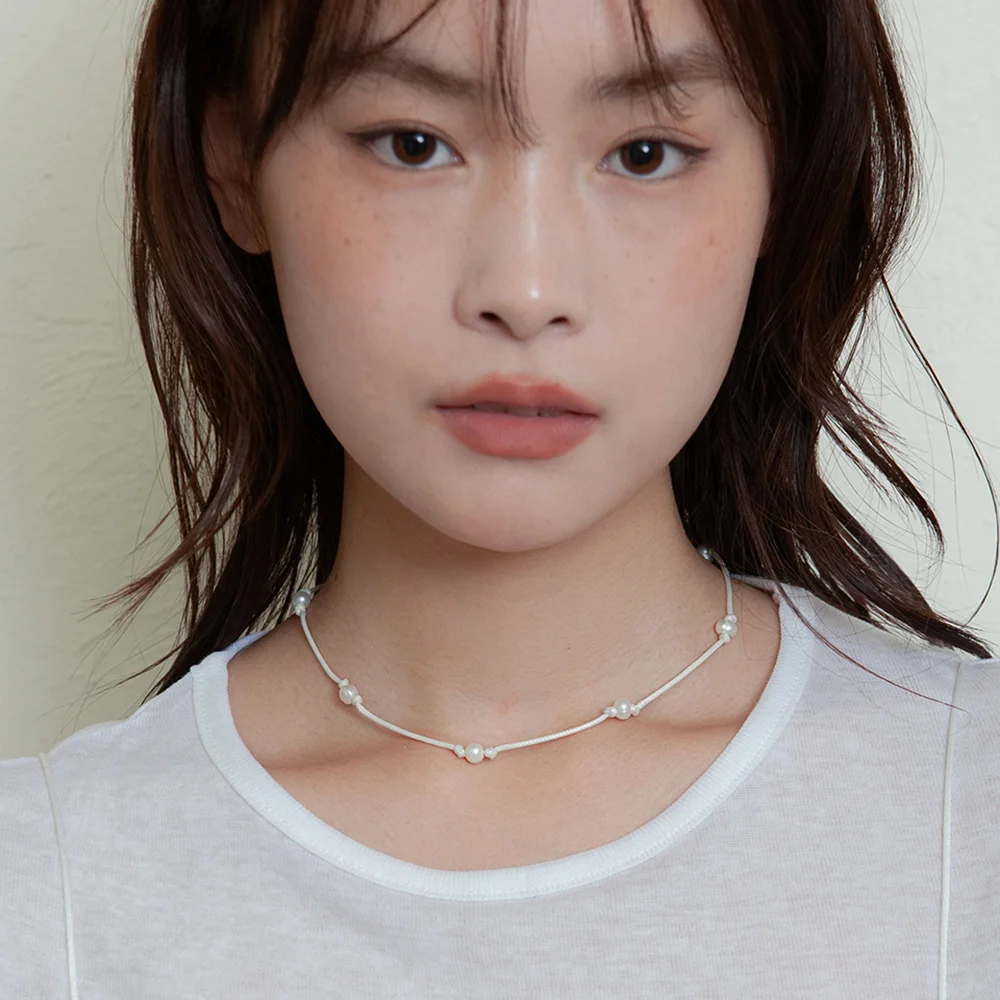 water pearl string necklace - ivory