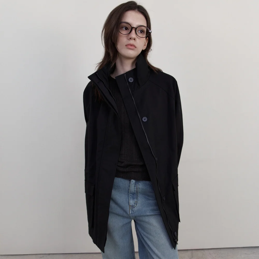 Work Cotton High Neck Jacket_BLACK(WCB6OT03)