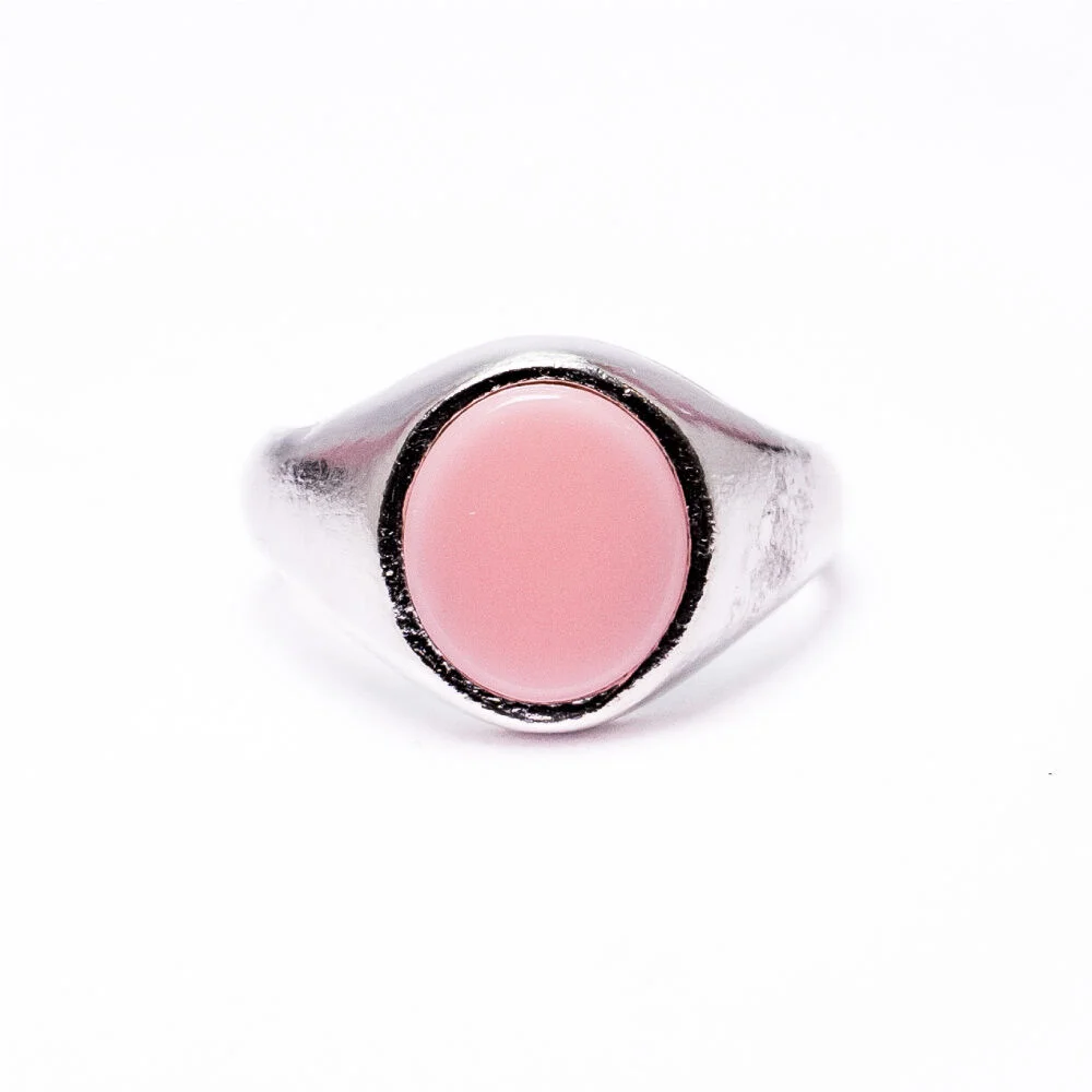 HR 144R_Pink Calcite Bold Ring (Silver 925)