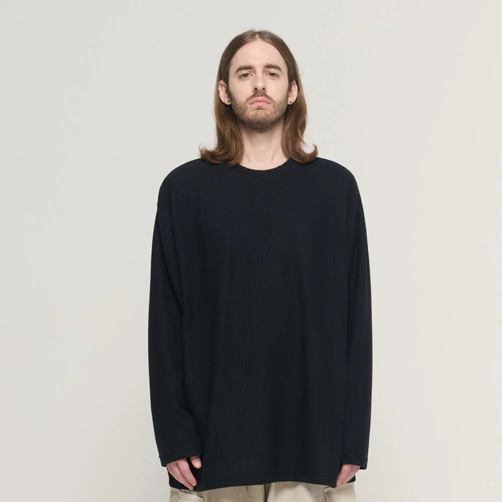 ROUND OVERS FIT LONG KNIT SLEEVE (BLACK)