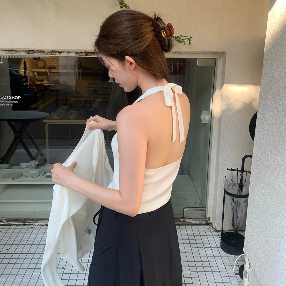 U halter neck t shirt - ivory