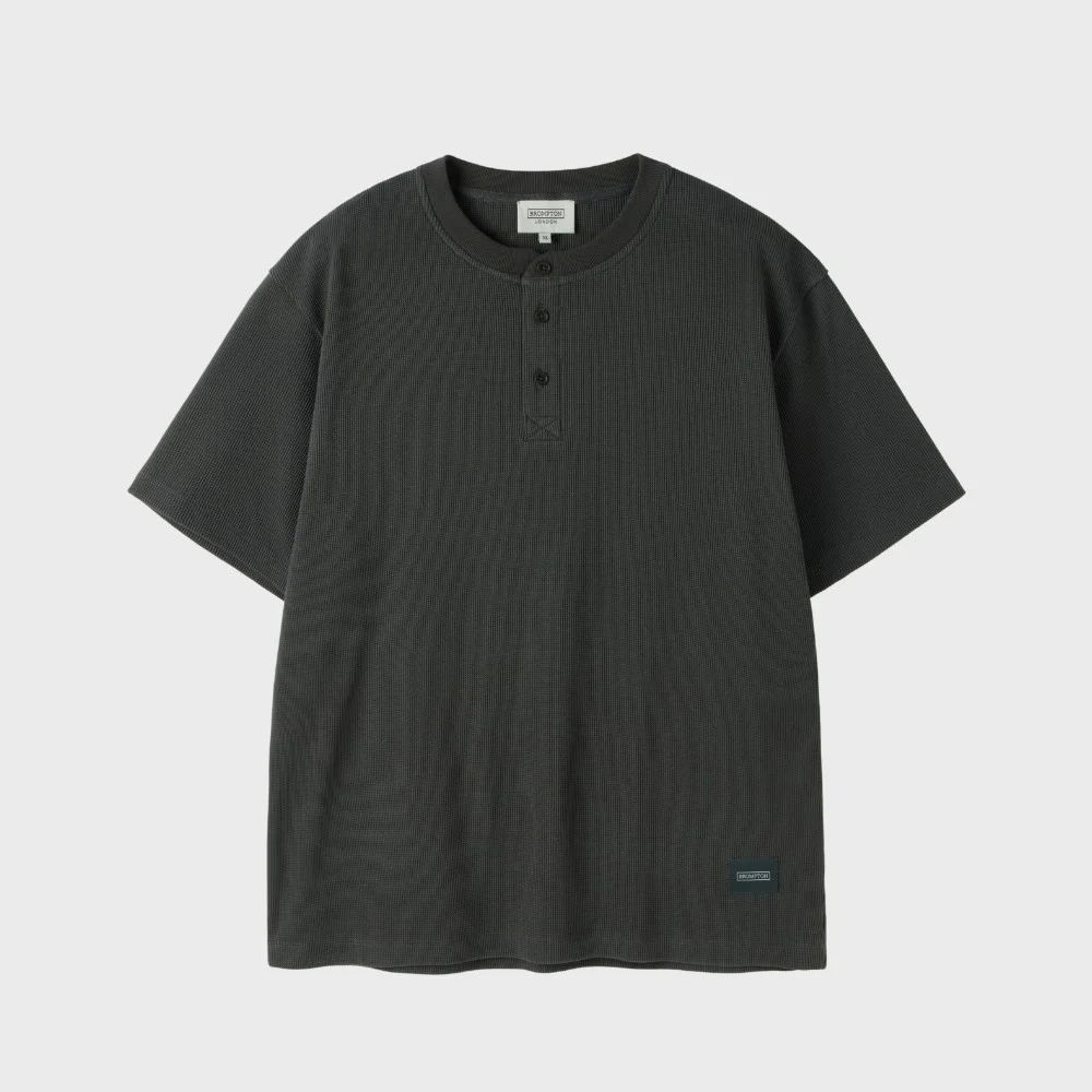 BUTTON WAFFLE HALF SLEEVE T-SHIRT - C/GREY (P252MTS433)