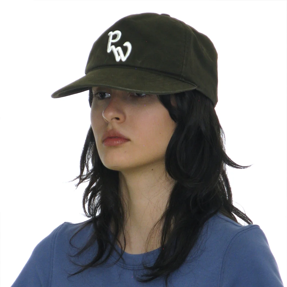 WASHED PW EMBROIDERED GRANDAD CAP_KHAKI BROWN