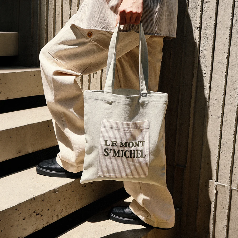 Cotton Stripe Color Pocket Bag_Green