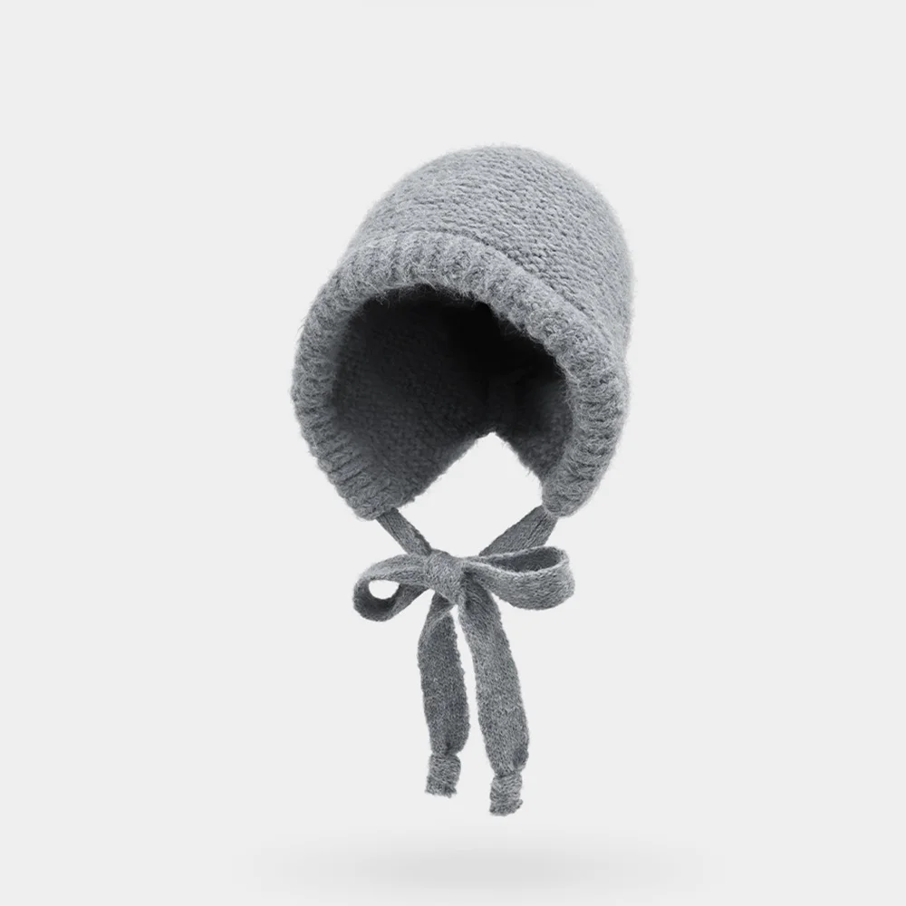 素面 兩穿 針織衫 Bonnet Hat 灰色
