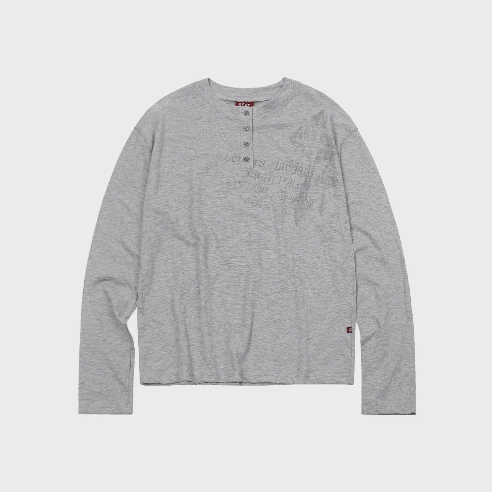 Cross Slub Henley Neck Gray