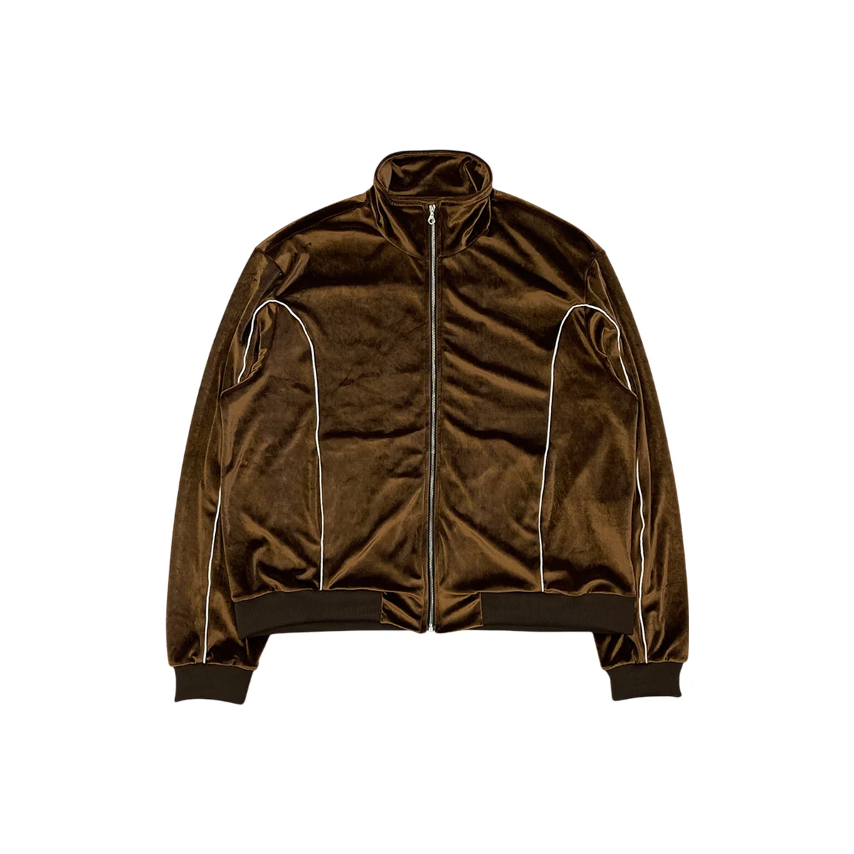 Raw Velvet Zip Up Jacket Brown