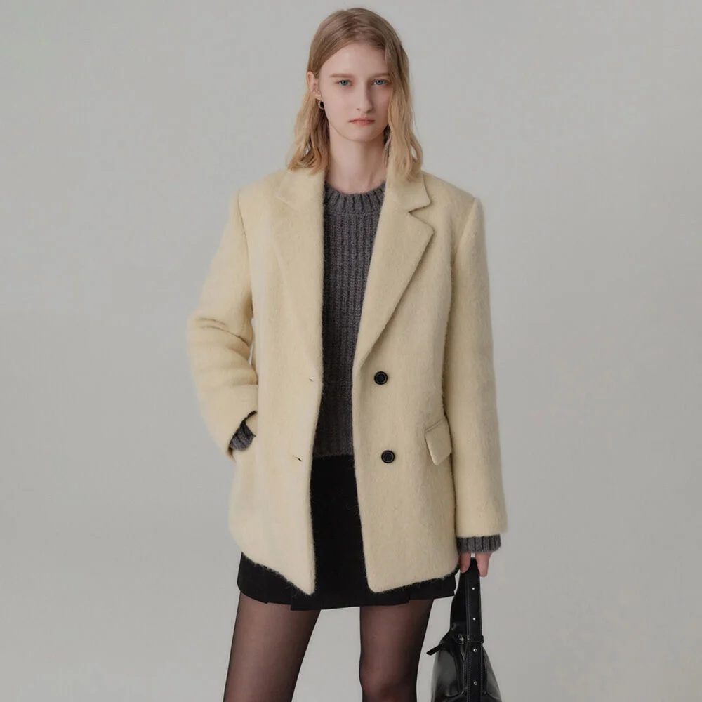 層次 羊駝毛 外套_Butter / LAYER ALPACA JACKET_BUTTER