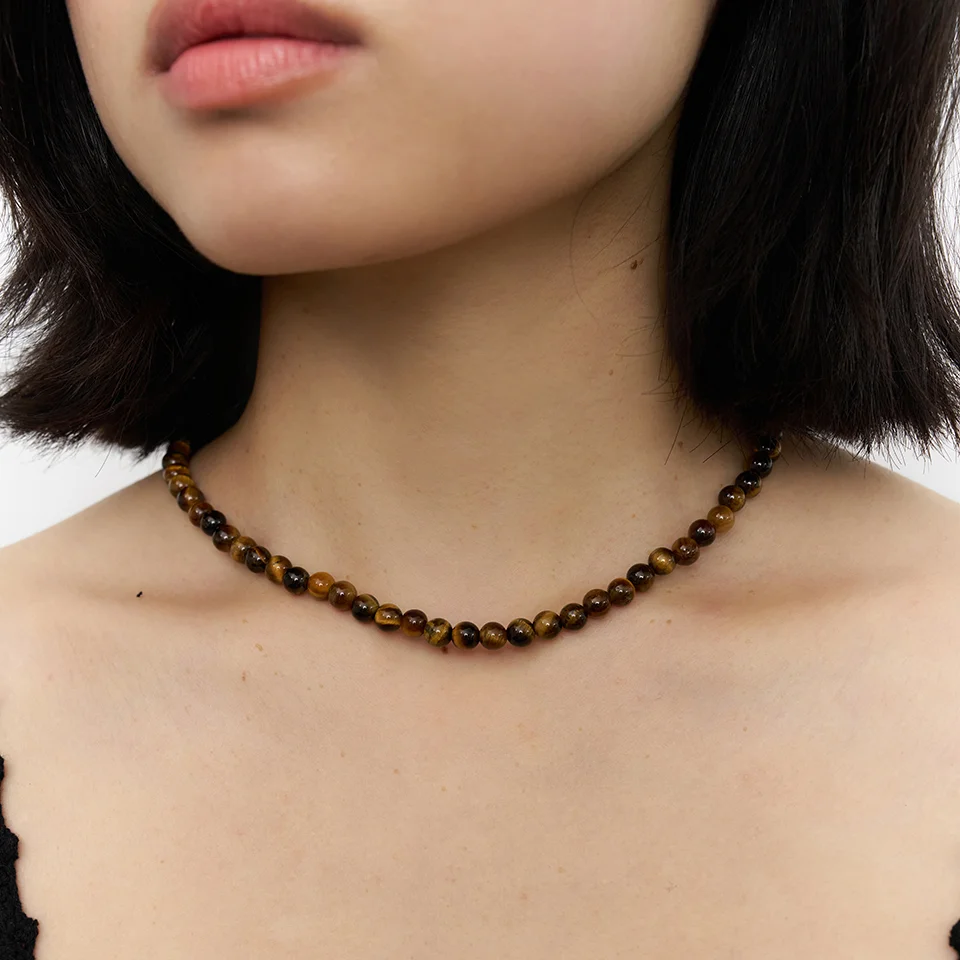 tiger eye gem necklace - 6mm
