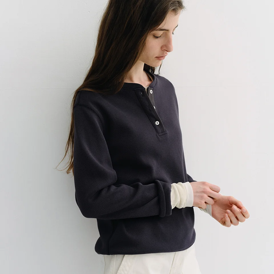 cotton henry waffle t-shirt (navy)