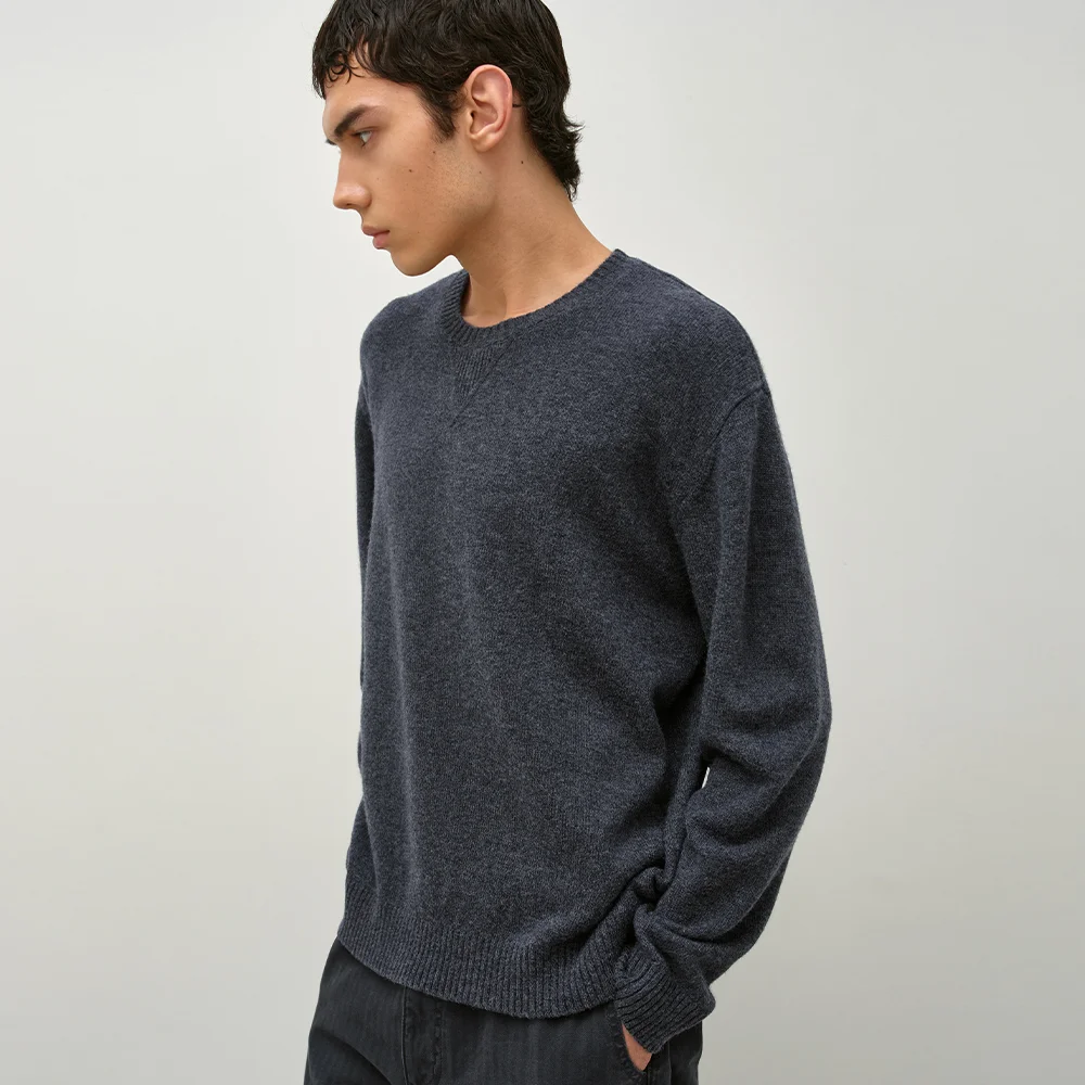 襠布 羊毛 圓領 套頭 GREY