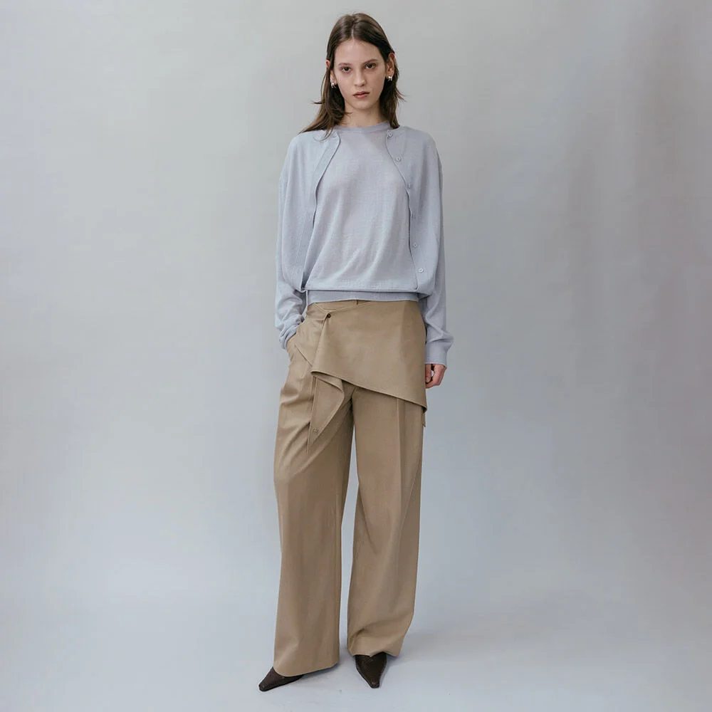 Stitch-Point Scarf Wide Lowrise Pants SS6SL676_2color