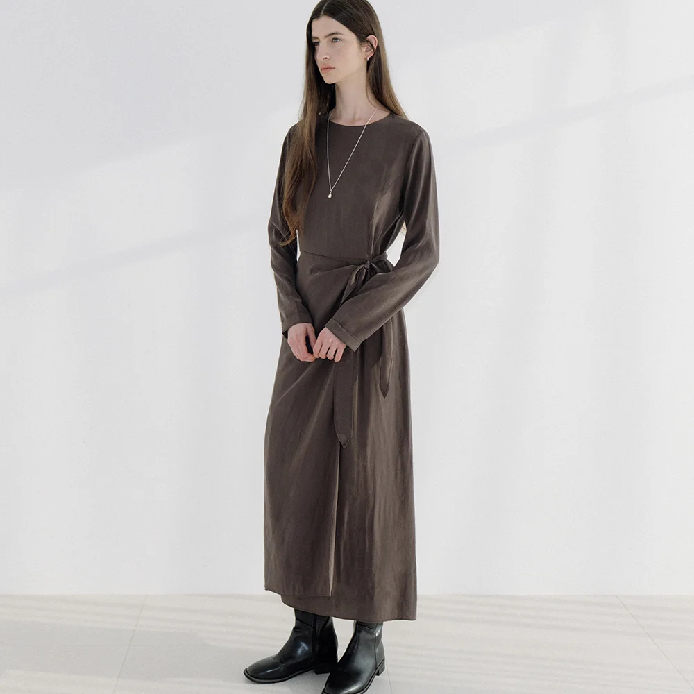 diagonal strap dress (dark brown) orc 6120