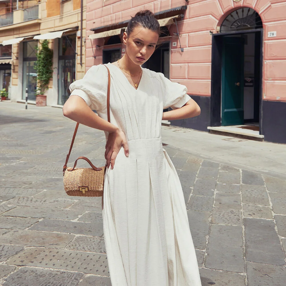 Volume v neck dress - 3 color