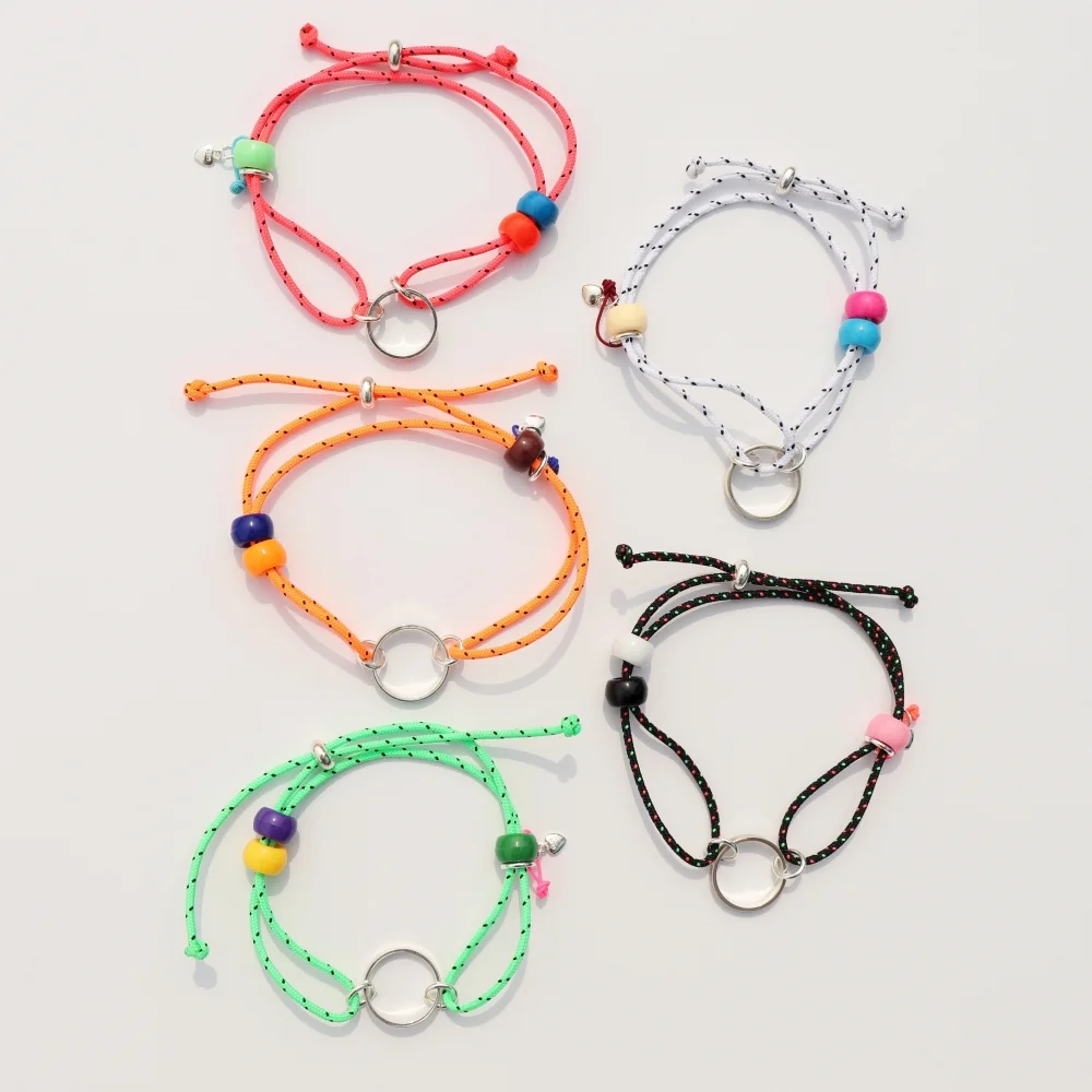 Friendly initial silver ring beads knot Bracelet 字母 刻印 Silvering 串珠 繩結手鏈 友情手鏈