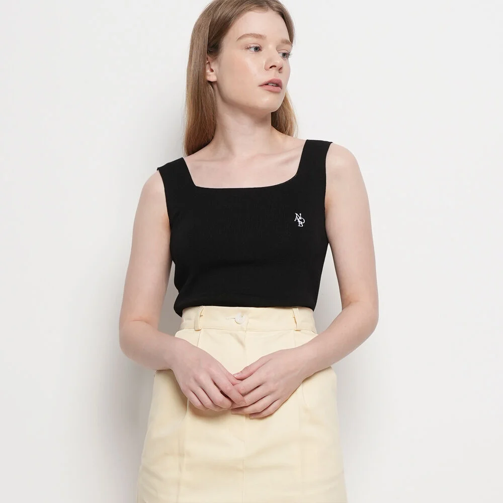 女裝 夏季 Cool Knit 方形 無袖 黑色